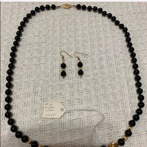 Jewelry BLACK OYNX 14KT GF Necklace and Earrings